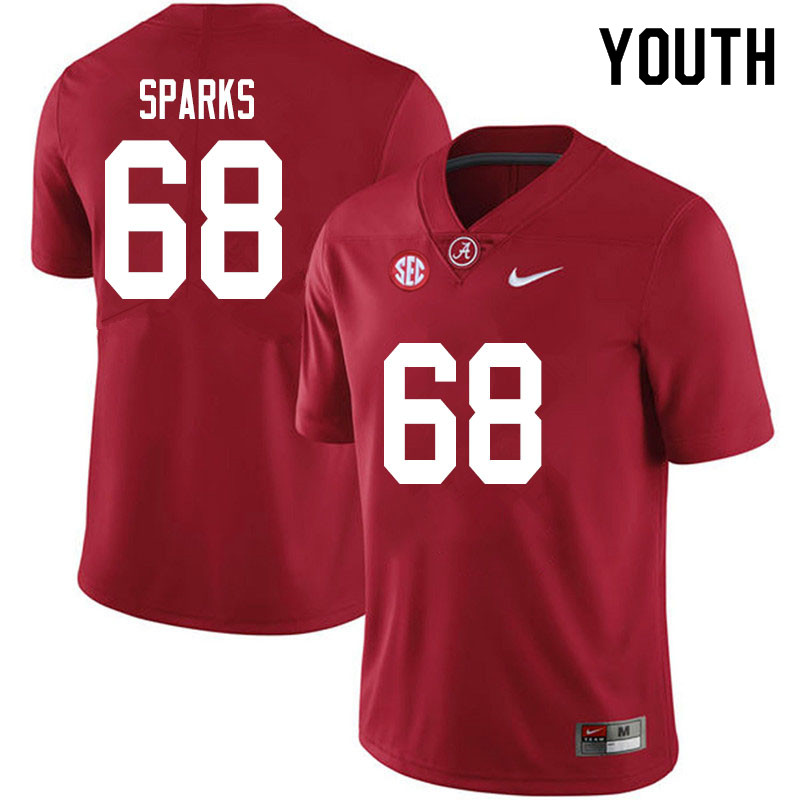 Alabama Crimson Tide Youth Alajujuan Sparks #68 Crimson NCAA Nike Authentic Stitched 2020 College Football Jersey KV16X18MM